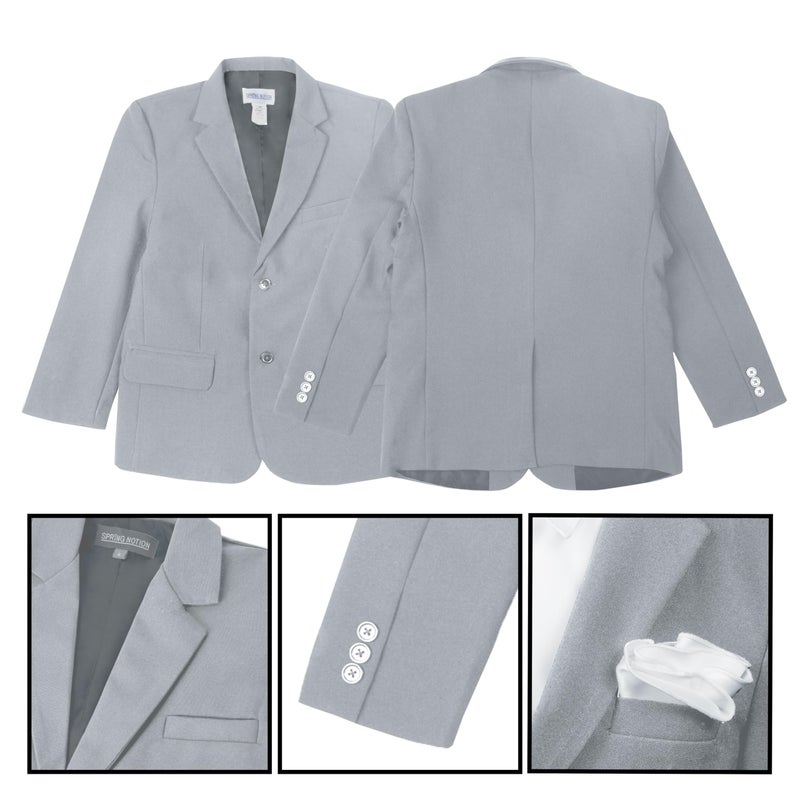 Spring Notion Big Boys' Modern Fit Grey Suit Set 12 - Image 5